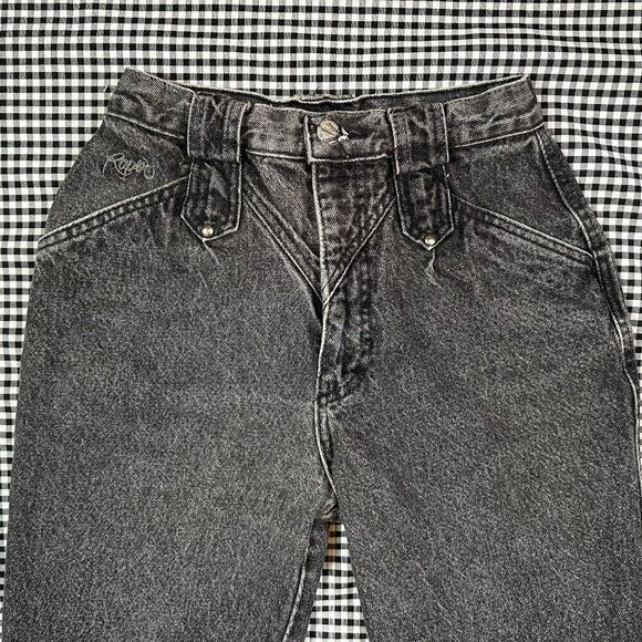 Vintage Roper Denim Cowgirl 90s High Rise Studded Grey Acid Wash Jeans Size 5 - Picture 1 of 9